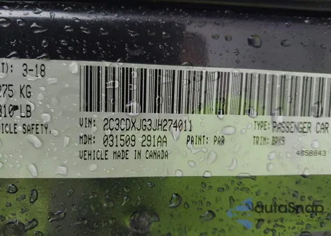 2018 Dodge Charger Gt Awd из США, поврежденный, VIN 2C3CDXJG3JH274011